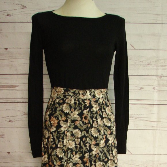 Black Knit Pull Over L/S Top with Rhinestones sleeve sleek light weight Medium - Picture 2 of 16